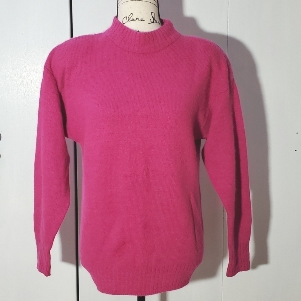Lydia Jane| Womens Pink Ultra Soft Lambswool & Angora Crew Sweater Preppy Sz.L